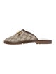 Gucci GG Canvas Leather Trim Embellishment Mules