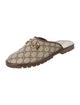 Gucci GG Canvas Leather Trim Embellishment Mules