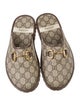 Gucci GG Canvas Leather Trim Embellishment Mules