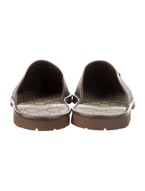 Gucci GG Canvas Leather Trim Embellishment Mules