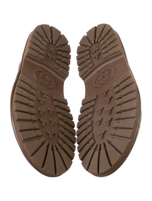 Gucci GG Canvas Leather Trim Embellishment Mules