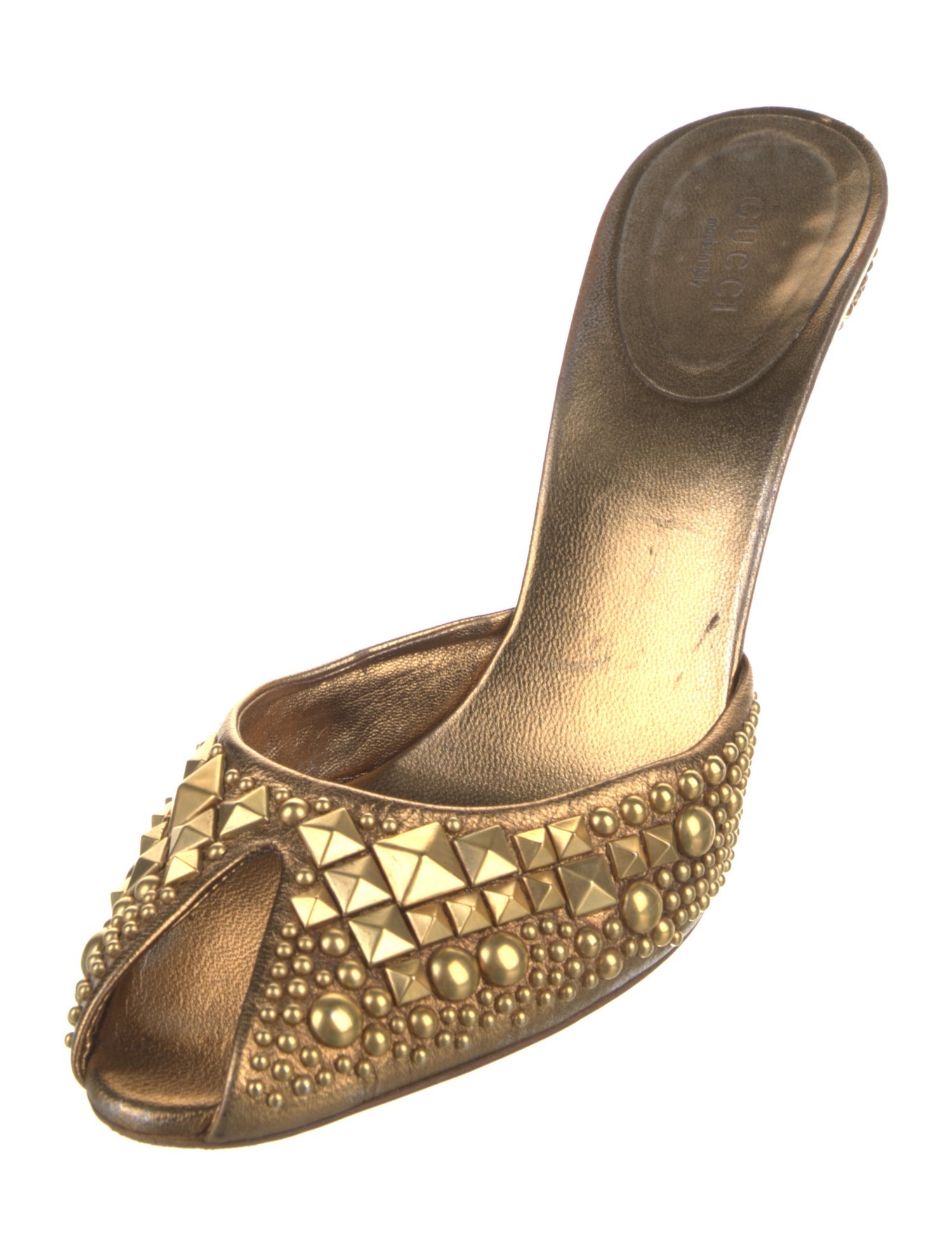 Gucci Leather Studded Accents Mules