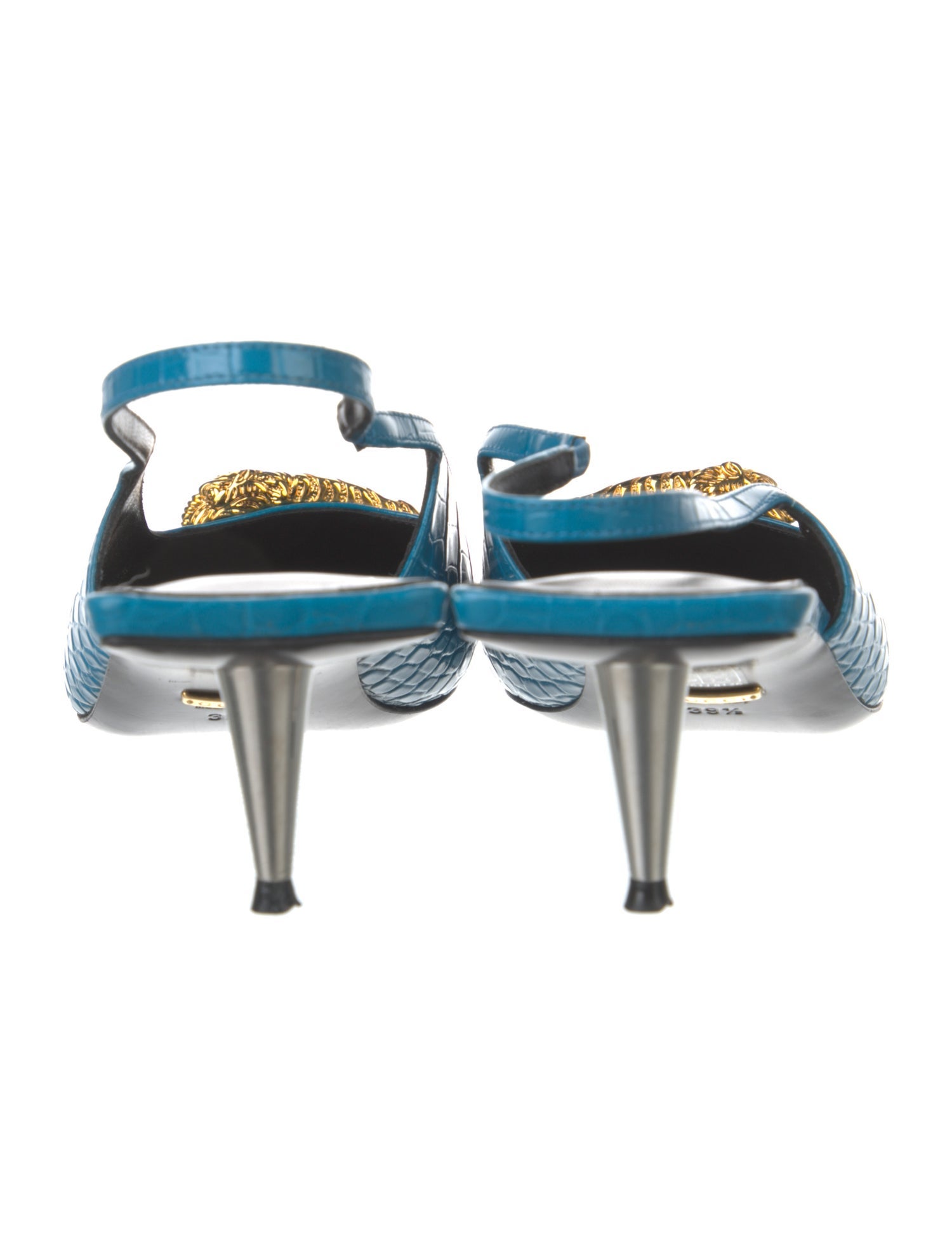 Gucci Embossed Leather Slingback Pumps