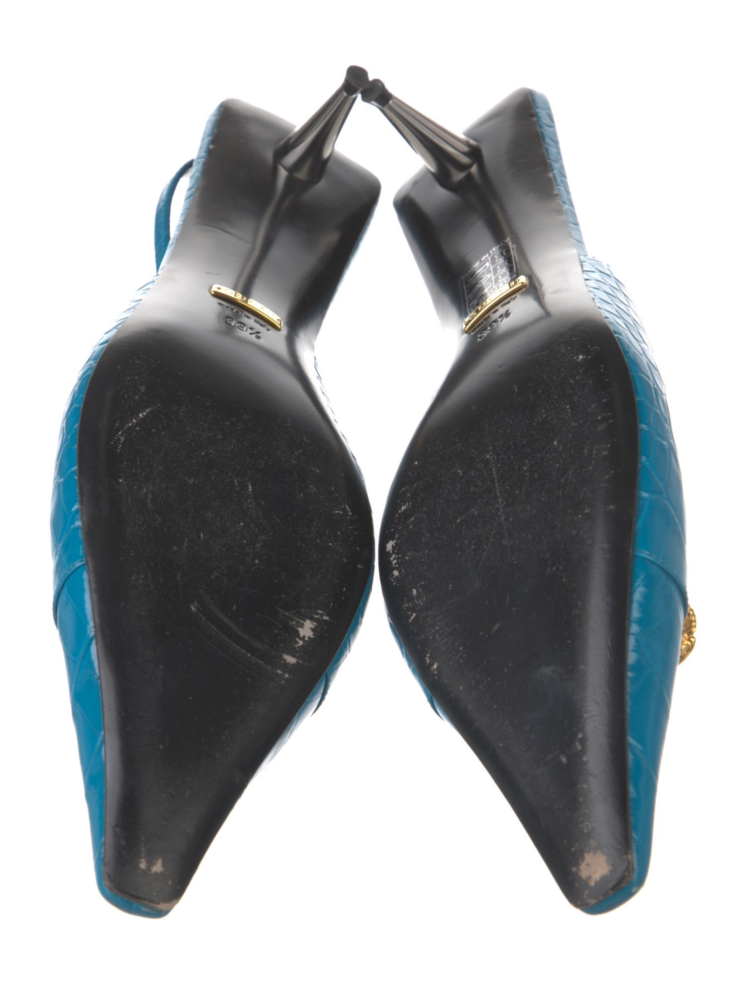 Gucci Embossed Leather Slingback Pumps