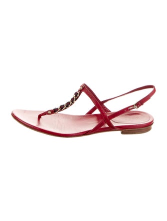 Gucci Sylvie Web Accent Leather T-Strap Sandals