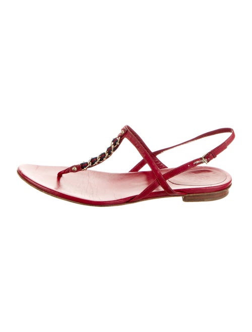 Gucci Sylvie Web Accent Leather T-Strap Sandals