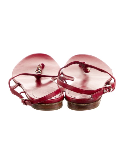 Gucci Sylvie Web Accent Leather T-Strap Sandals