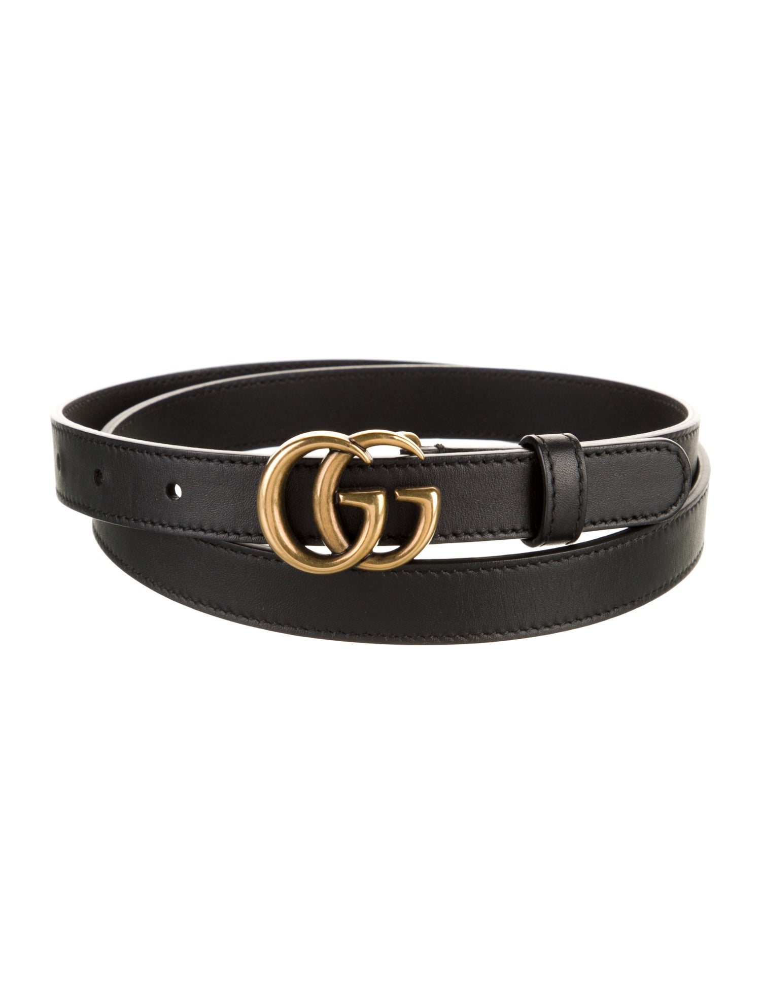 Gucci Double G Logo Skinny Belt