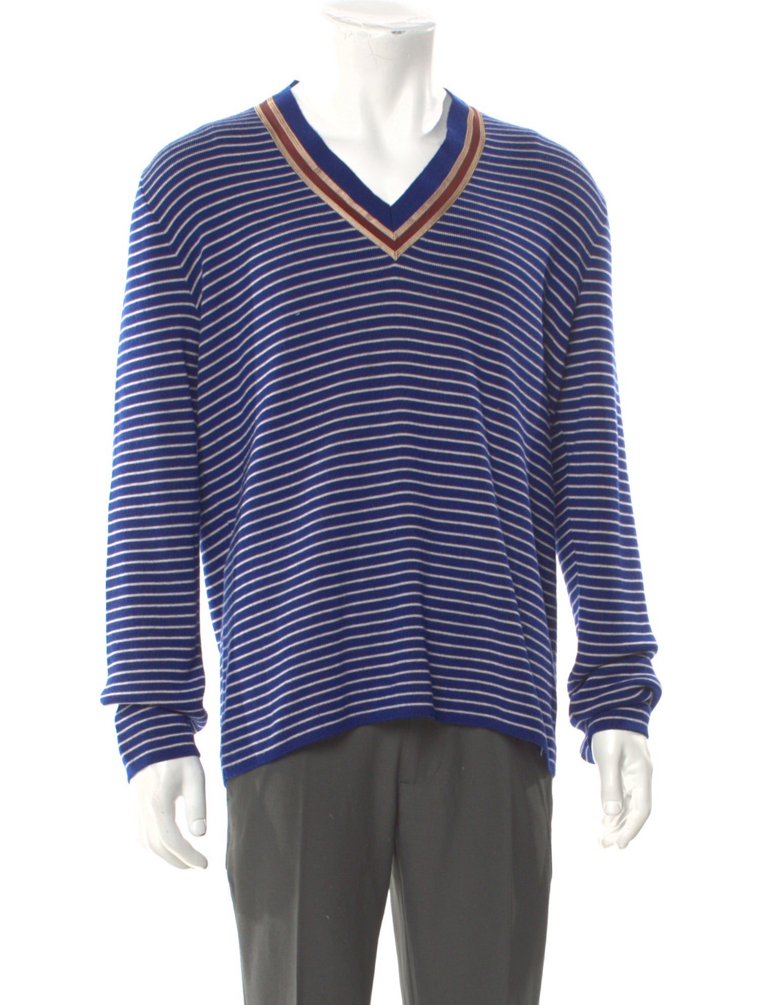 Gucci Striped V-Neck Pullover