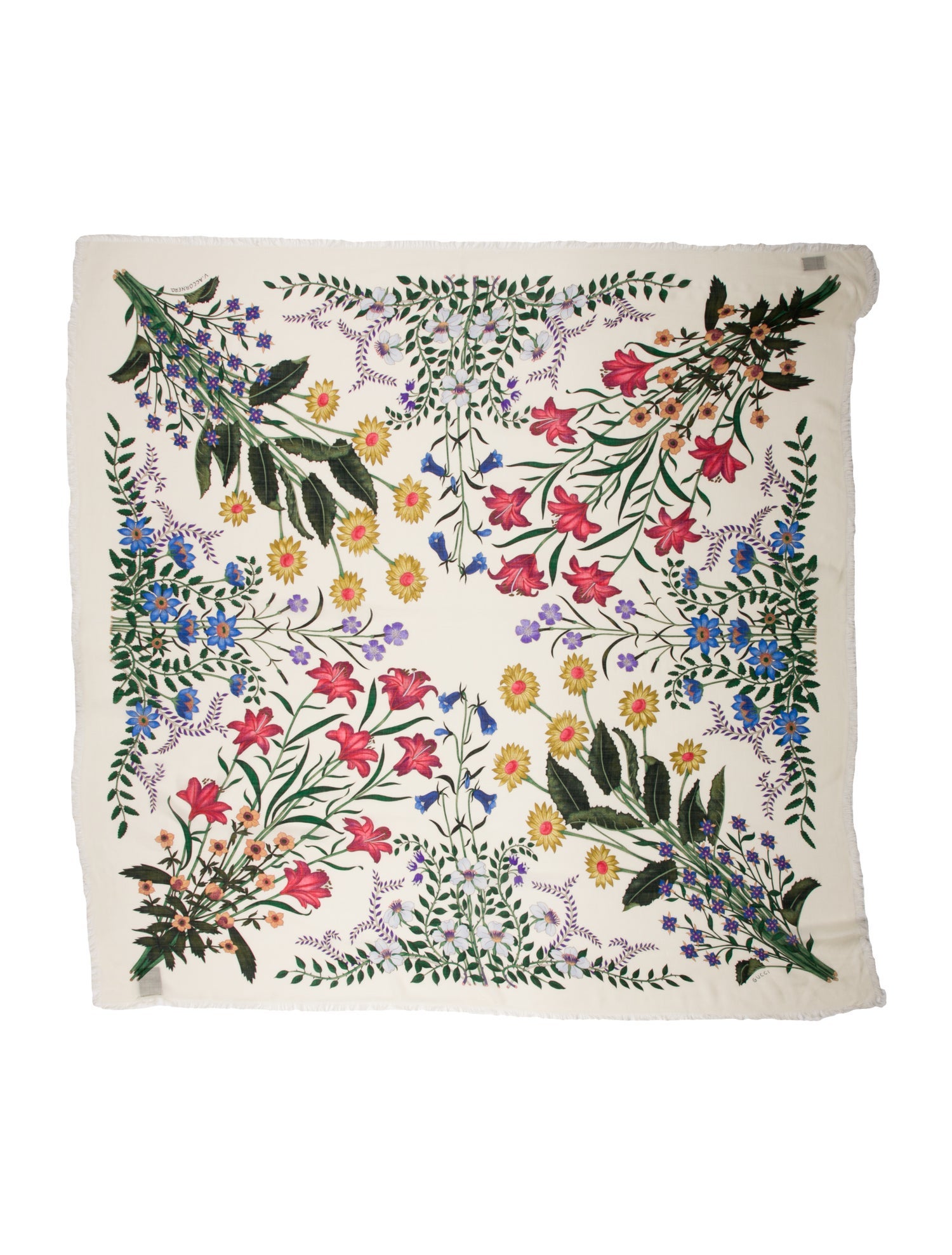 Gucci Silk Floral Print Scarf