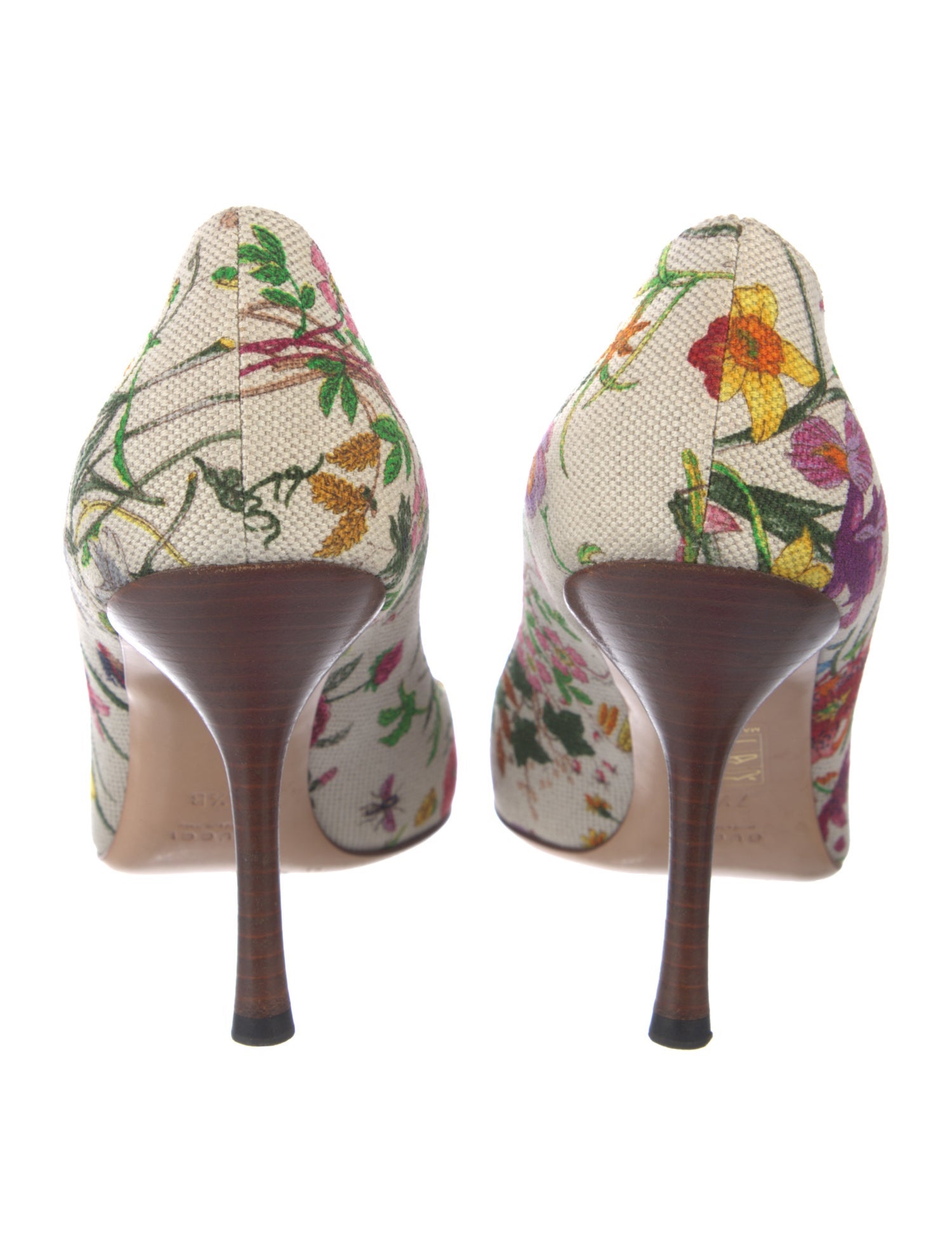 Gucci Flora Print Canvas Pumps