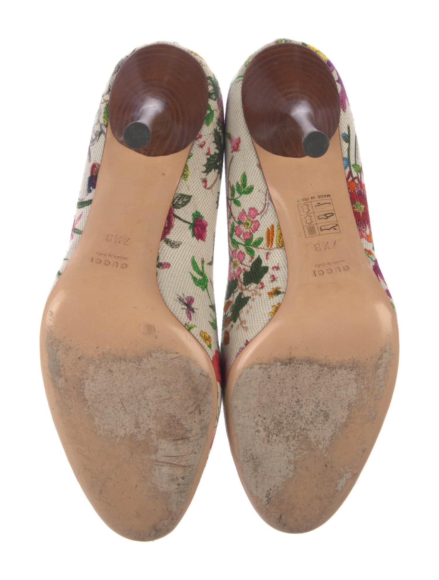 Gucci Flora Print Canvas Pumps