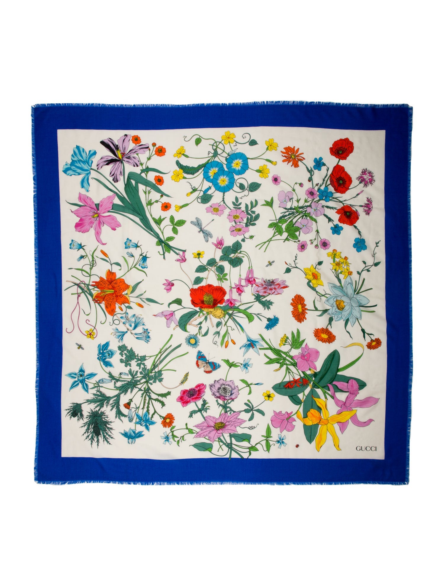 Gucci Silk Floral Print Scarf w/ Tags