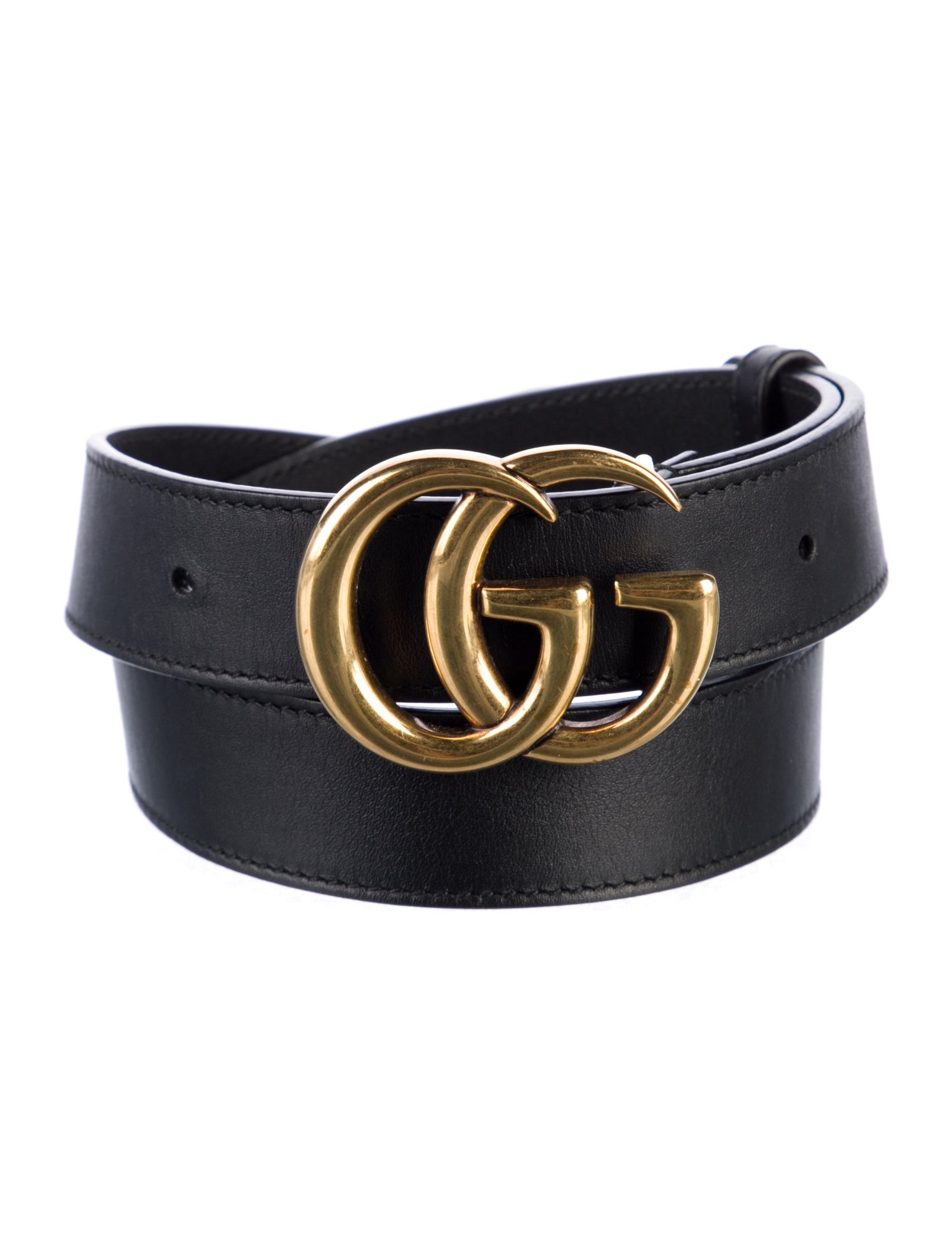Gucci Double G Logo Leather Belt