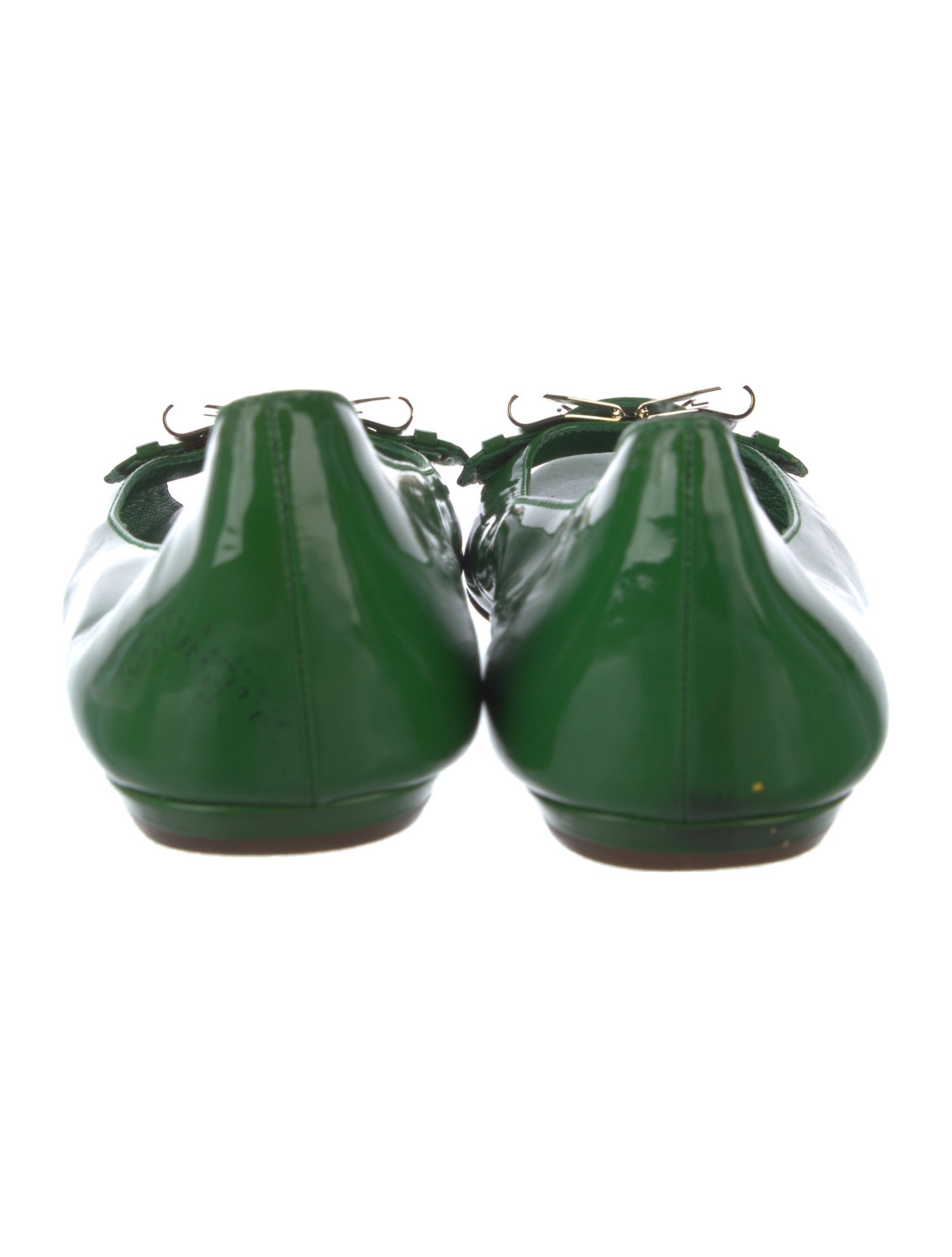 Gucci Patent Leather Bow Accents Ballet Flats