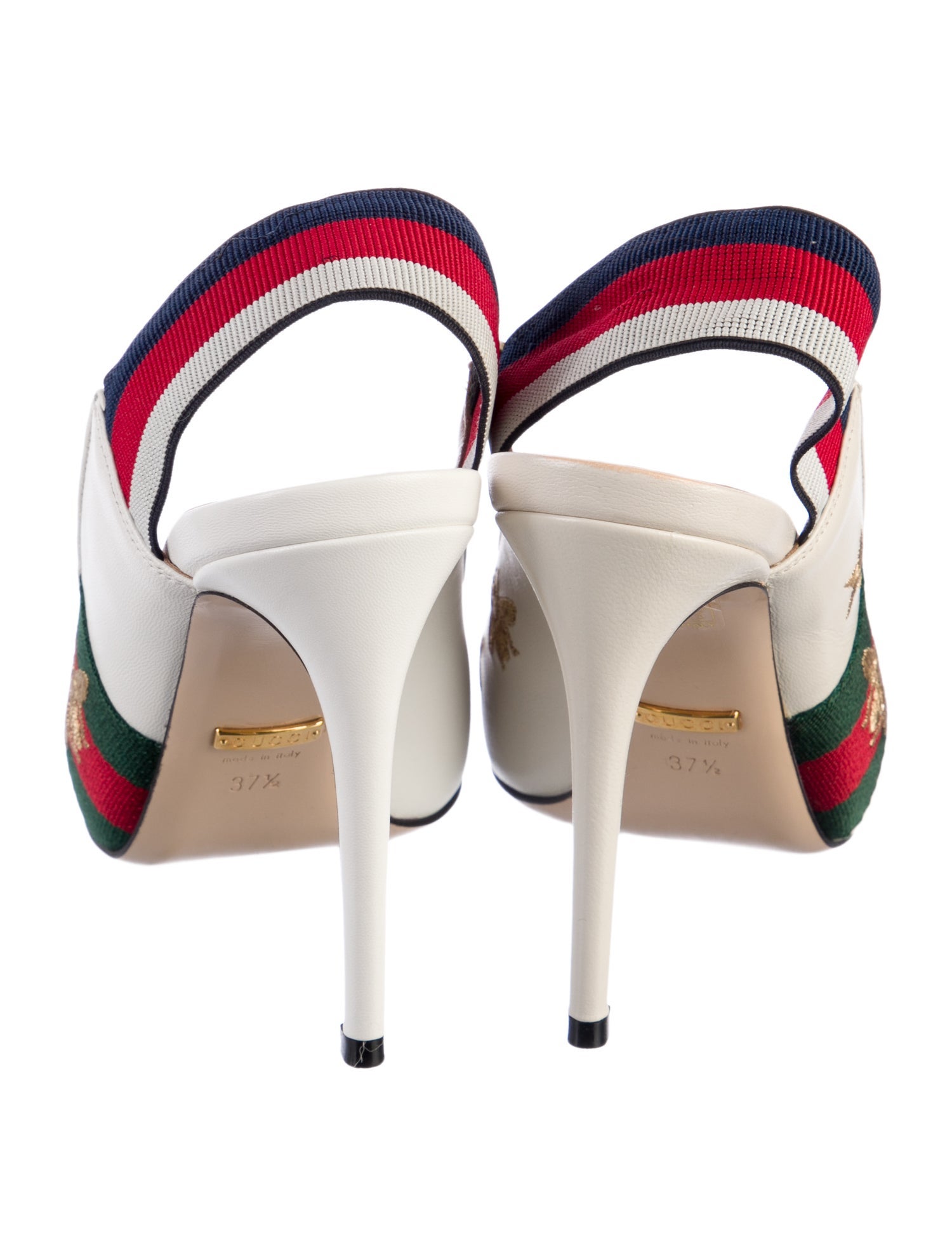 Gucci Web Accent Leather Slingback Pumps