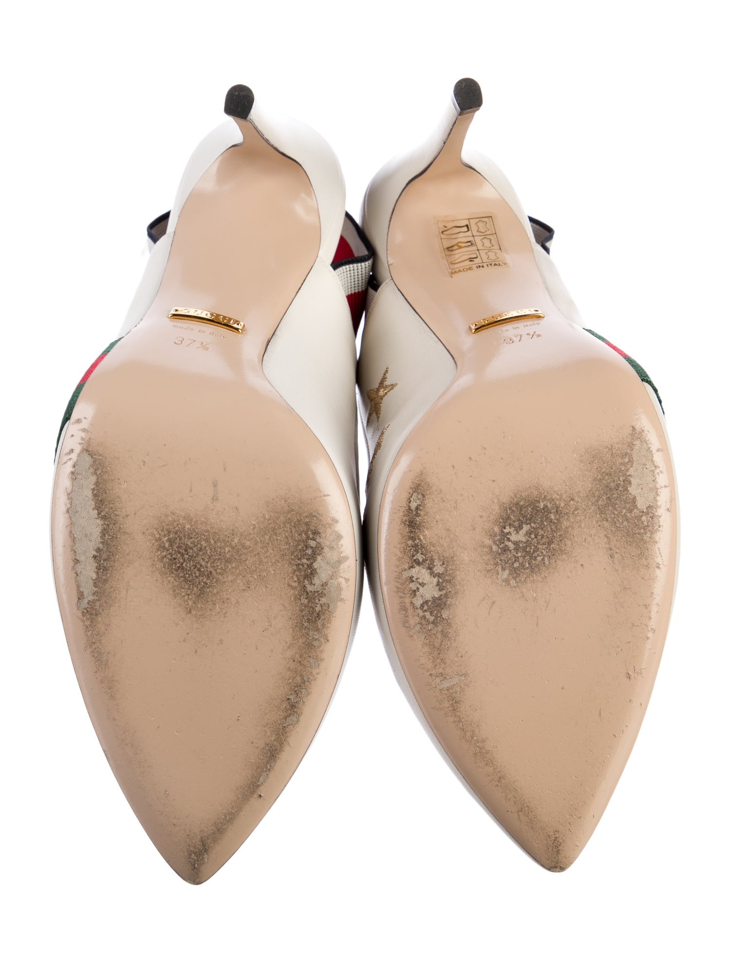Gucci Web Accent Leather Slingback Pumps