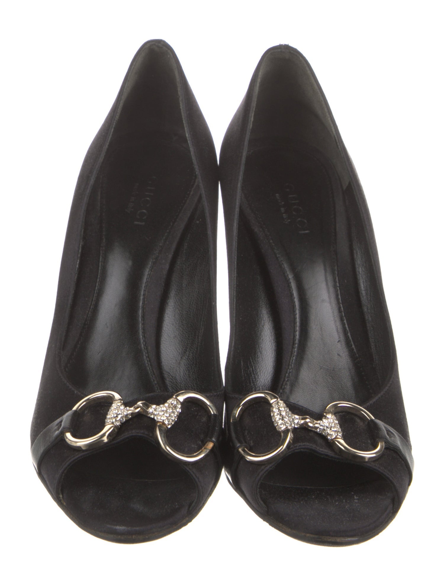 Gucci Horsebit Accent Satin Pumps