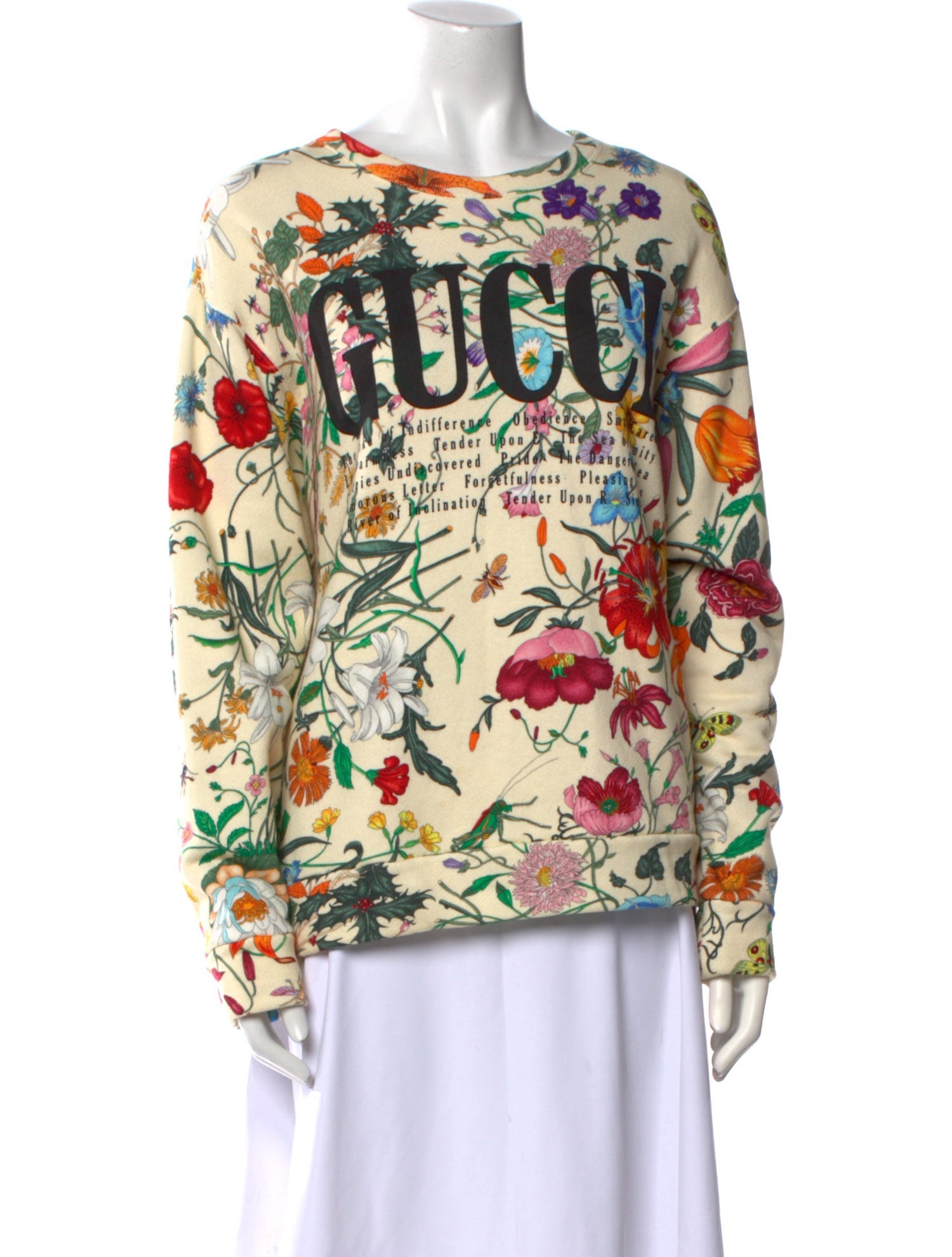 Gucci Floral Print Bateau Neckline Sweatshirt