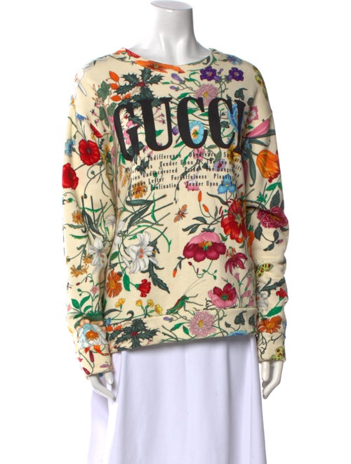 Gucci Floral Print Bateau Neckline Sweatshirt