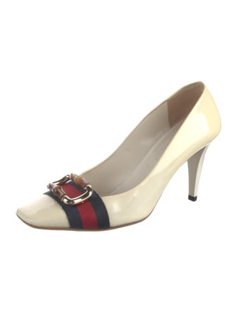Gucci Sylvie Web Accent Patent Leather Pumps