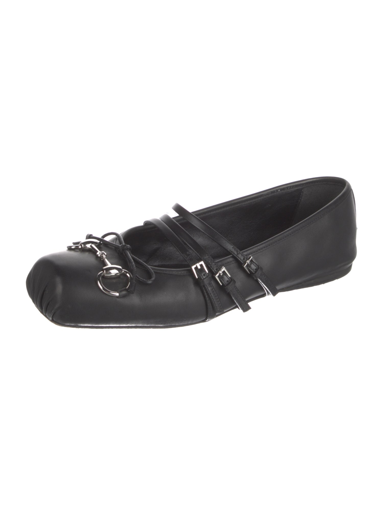 Gucci Horsebit Accent Leather Mary Jane Flats