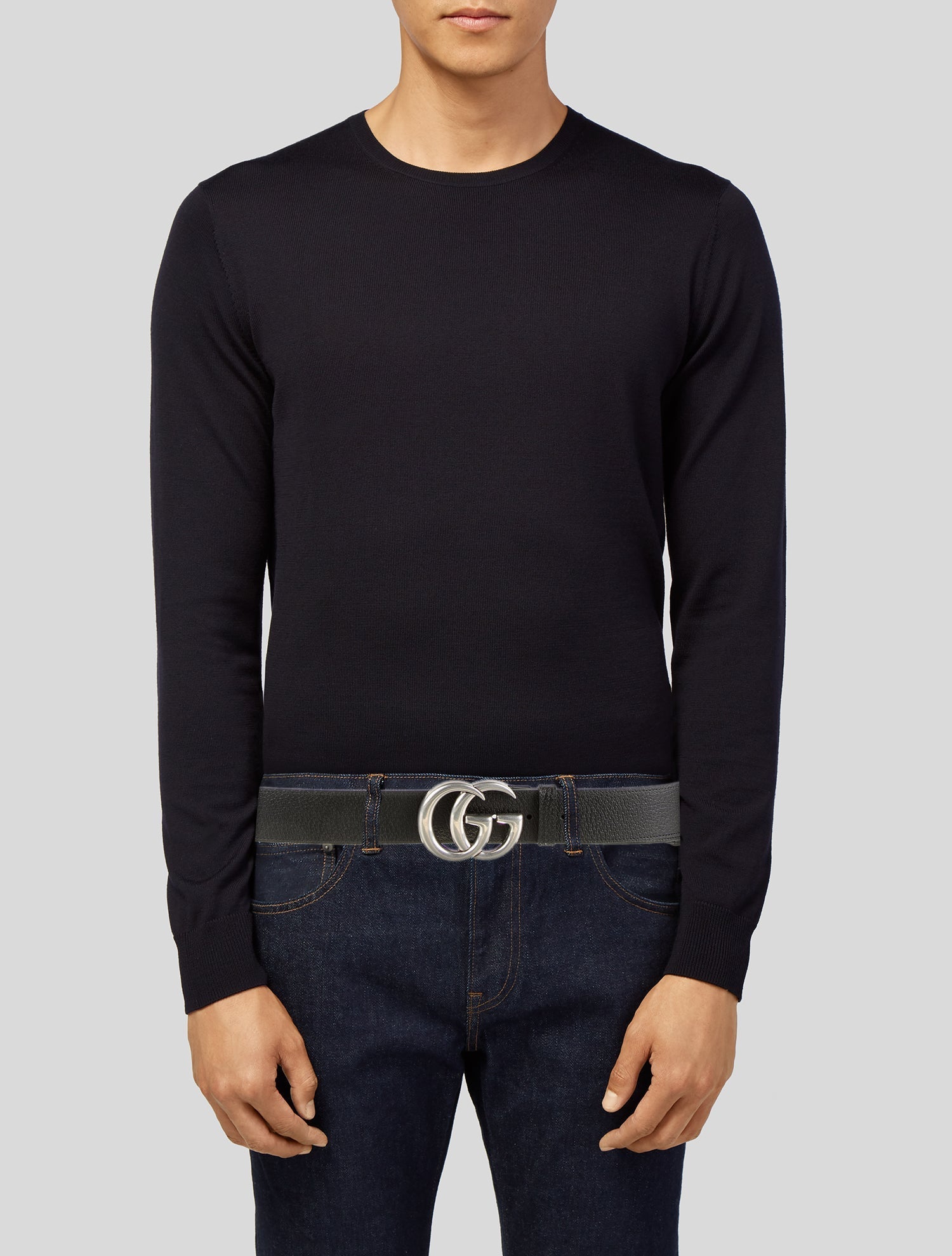 Gucci Double G Logo Calf Leather Belt