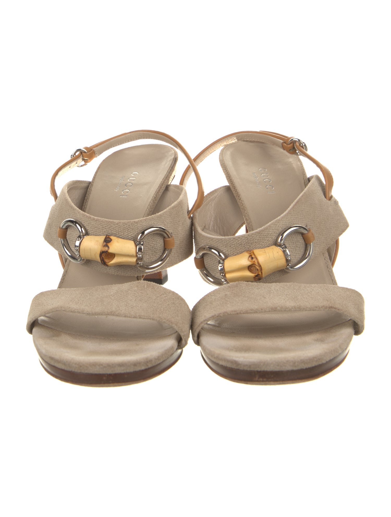 Gucci Horsebit Accent Leather Slingback Sandals