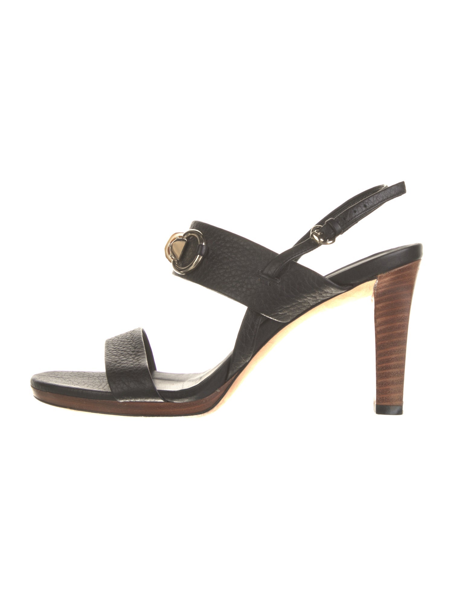 Gucci Horsebit Accent Leather Slingback Sandals