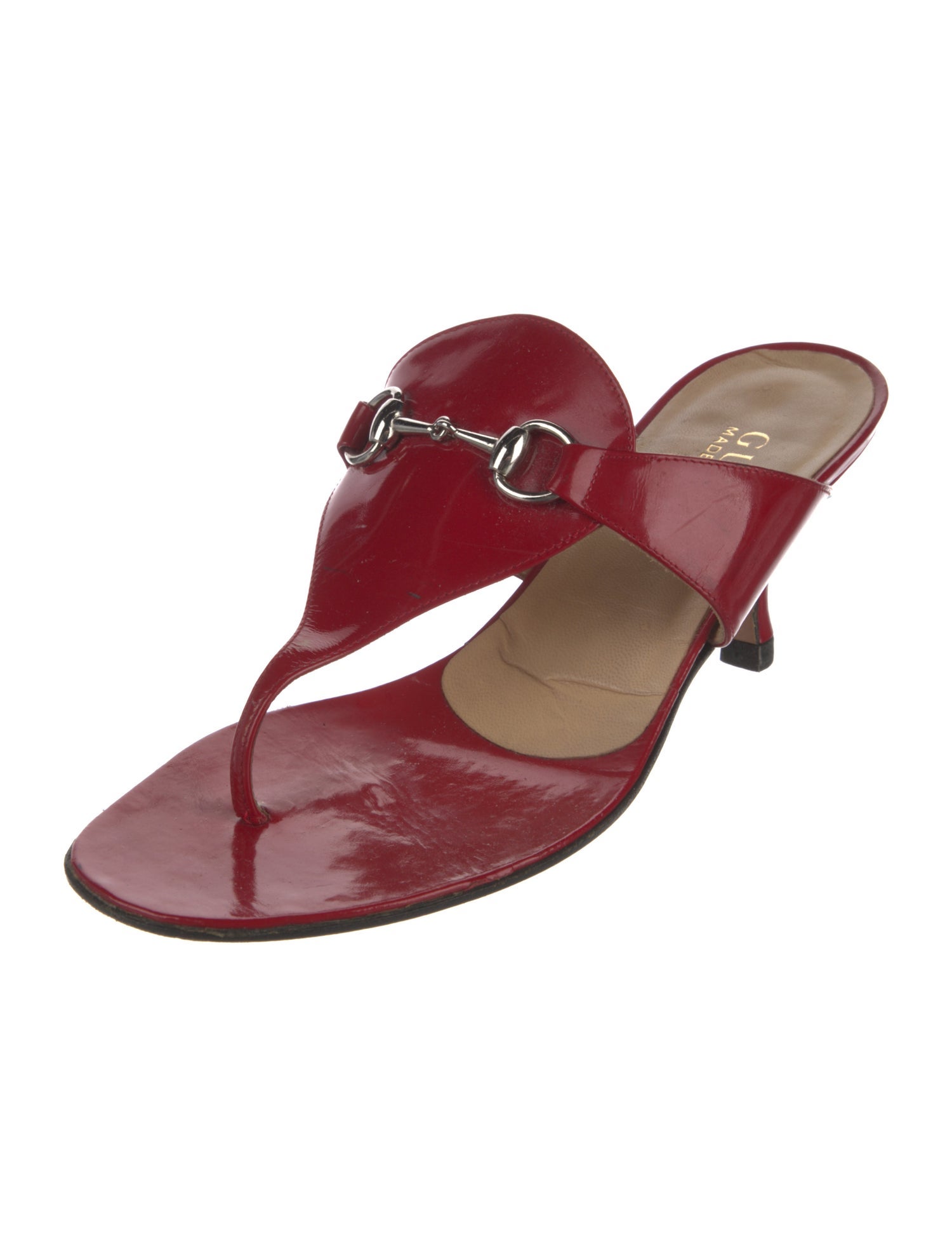 Gucci 1955 Horsebit Accent Patent Leather Slides