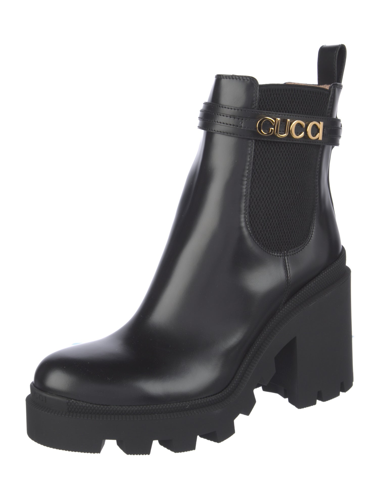Gucci Signature Logo Leather Rain Boots