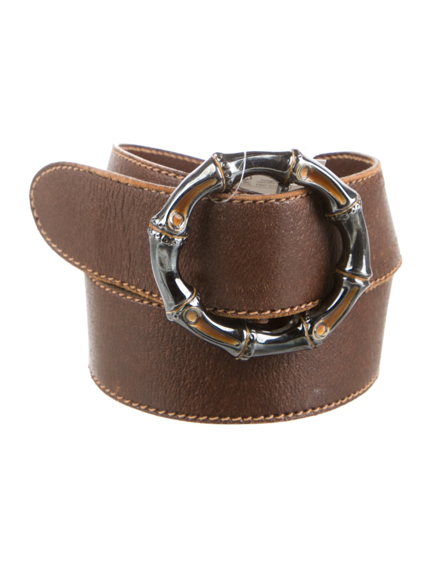 Gucci Bamboo Accent Leather Belt