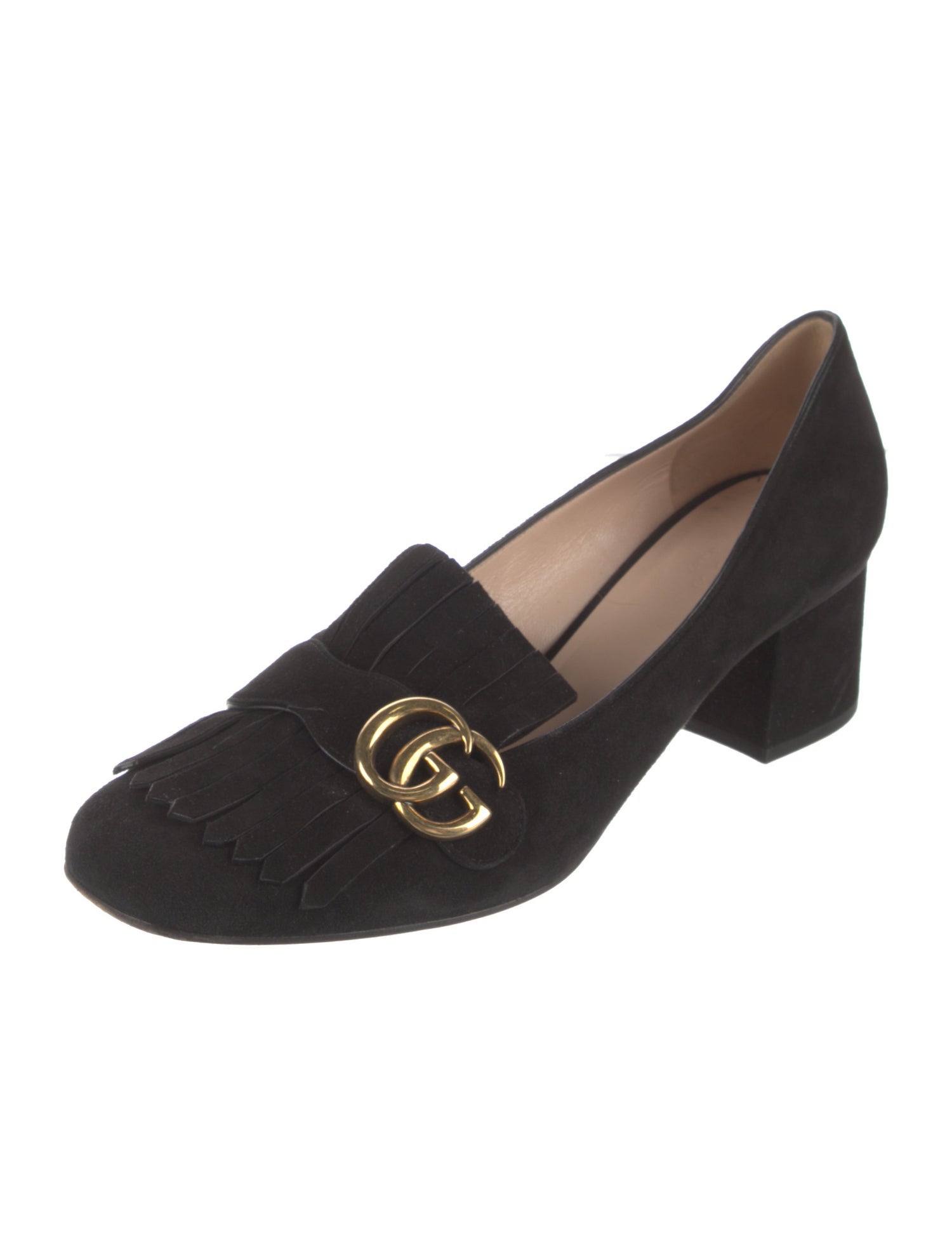 Gucci Double G Logo Suede Pumps