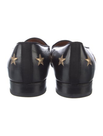 Gucci Bee Accent Leather Loafers