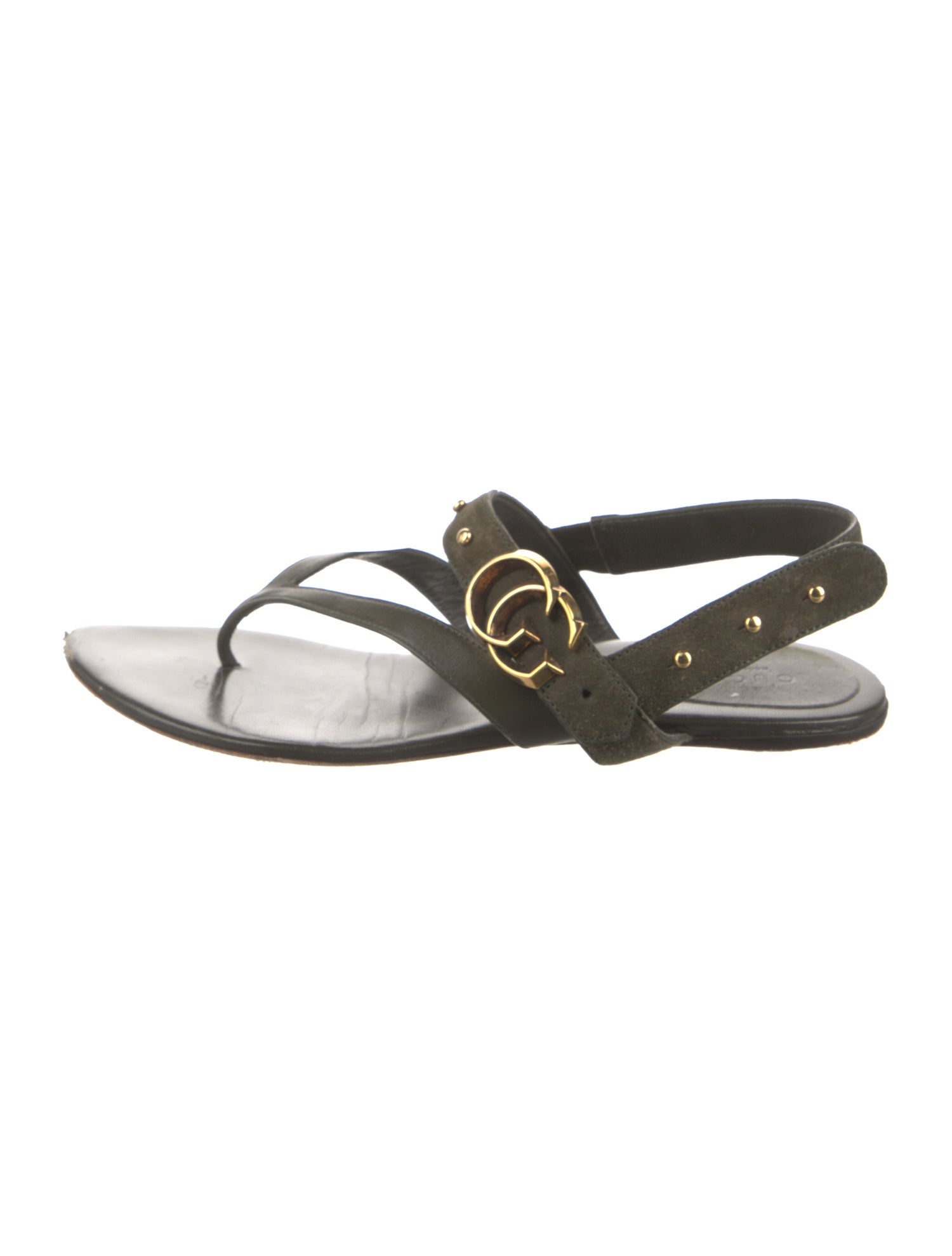 Gucci Double G Logo Suede Slingback Sandals