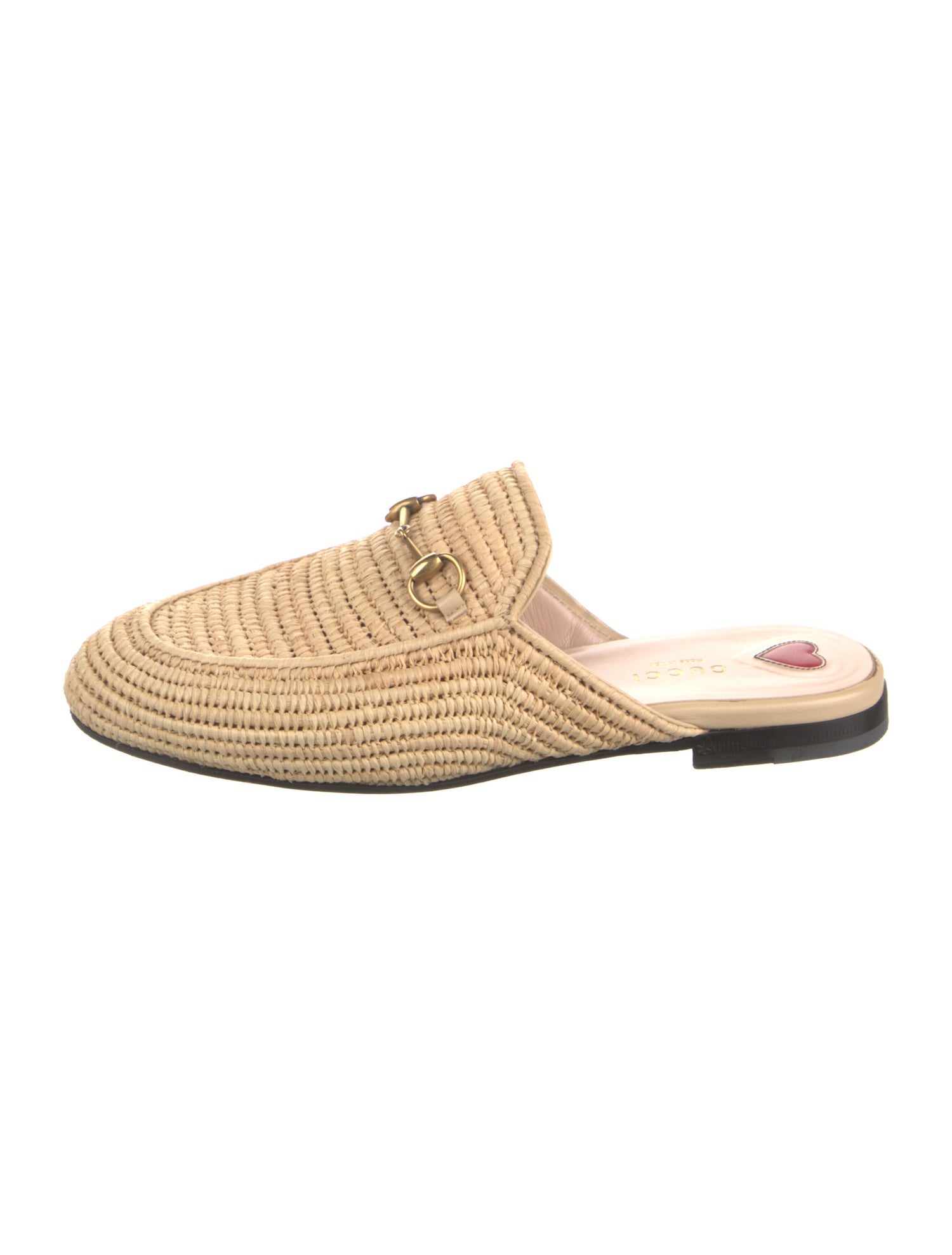 Gucci Horsebit Accent Raffia Mules