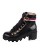 Gucci Sylvie Web Accent Leather Combat Boots