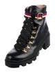 Gucci Sylvie Web Accent Leather Combat Boots
