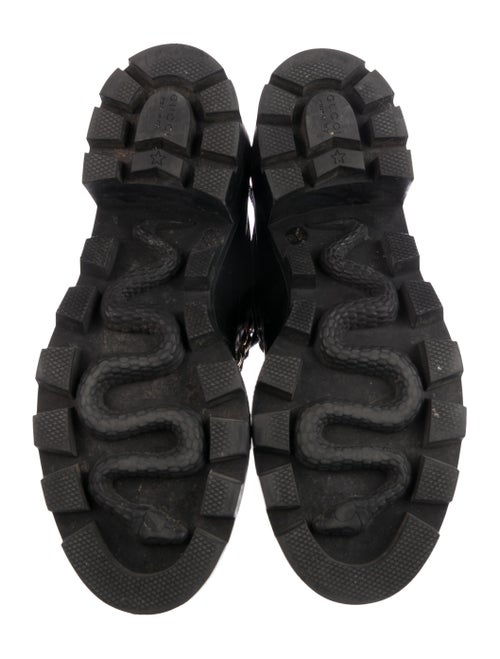 Gucci Sylvie Web Accent Leather Combat Boots