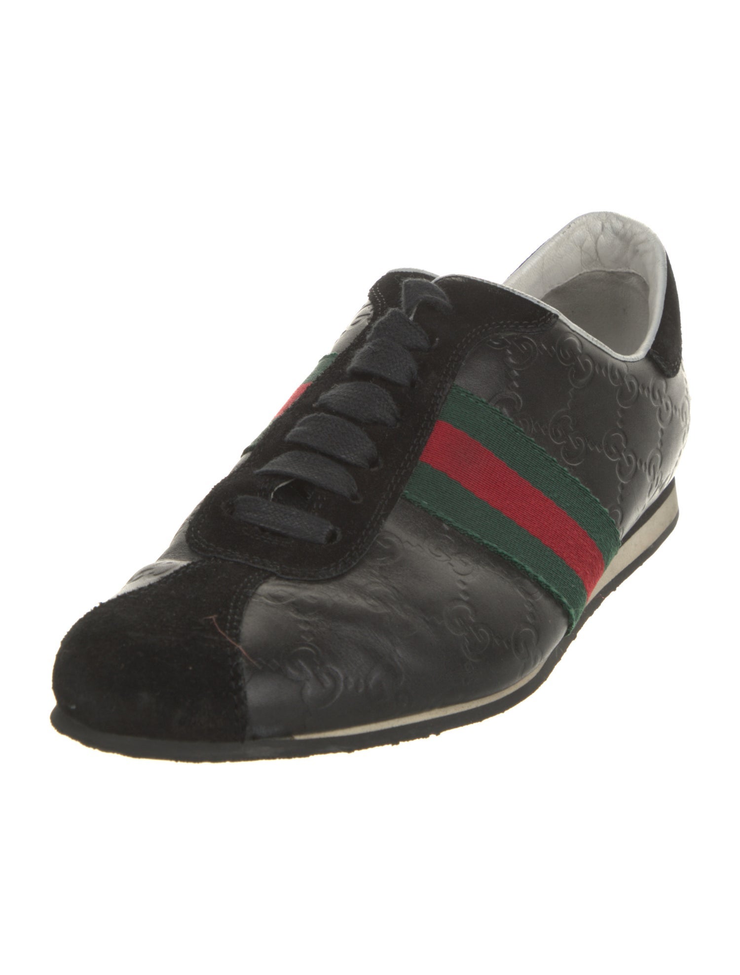 Gucci Web Accent Leather Sneakers