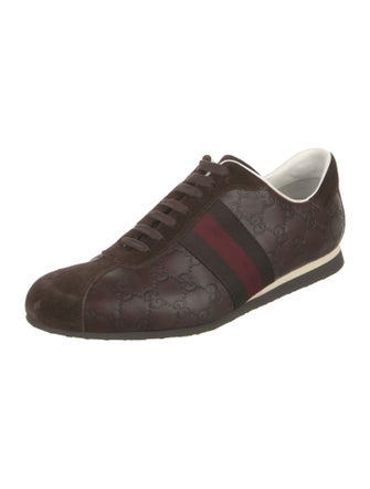 Gucci Web Accent Leather Sneakers