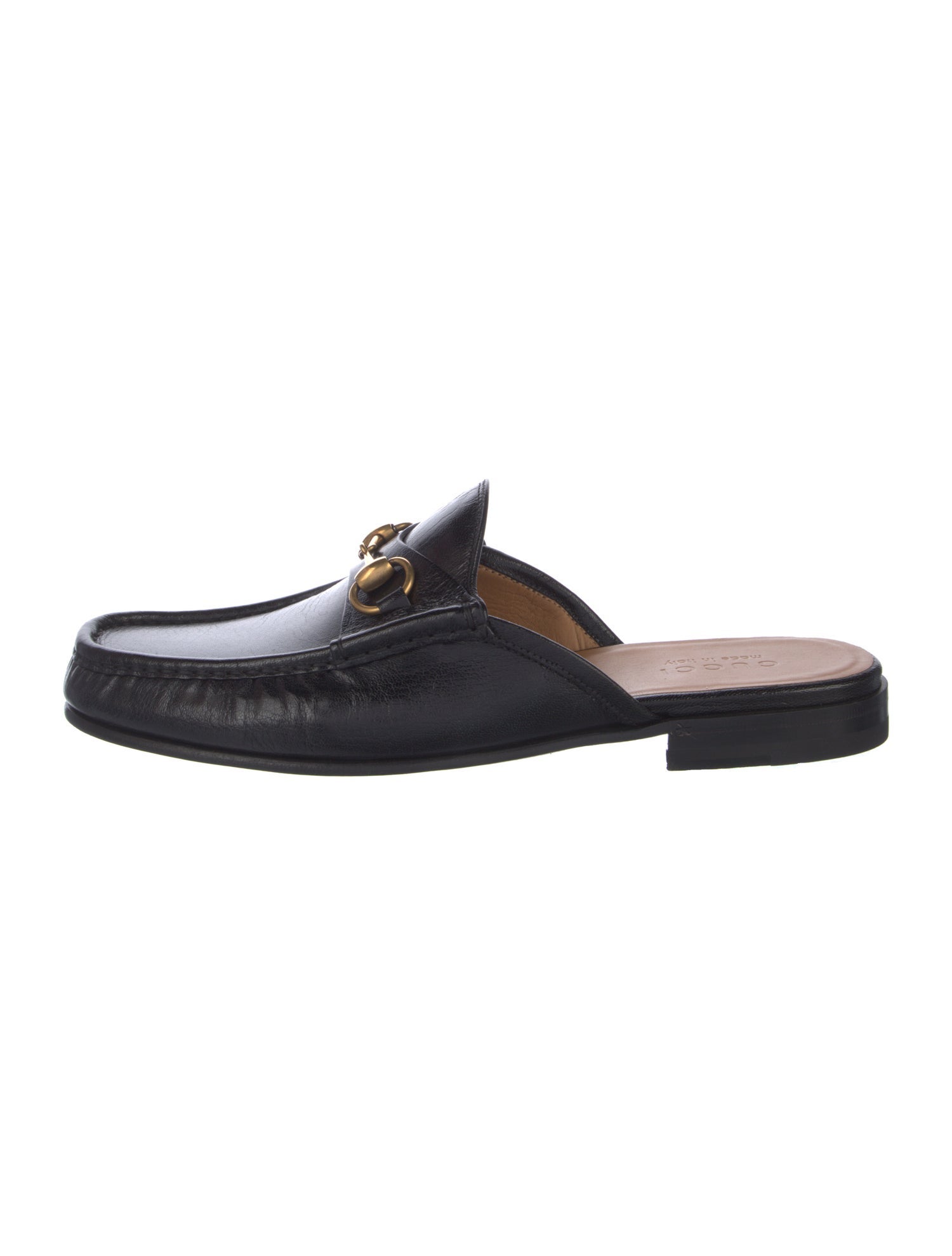 Gucci Horsebit Accent Leather Slippers