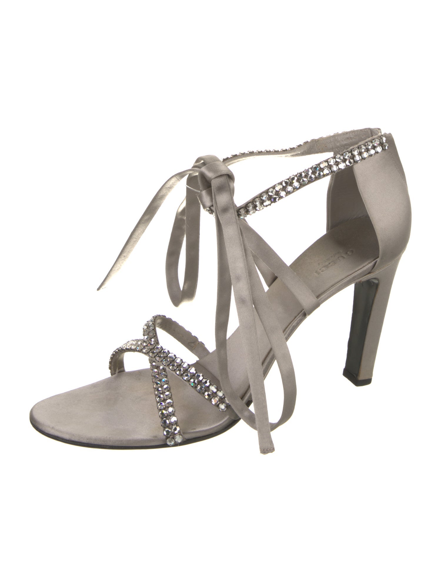 Gucci Satin Crystal Embellishments Sandals