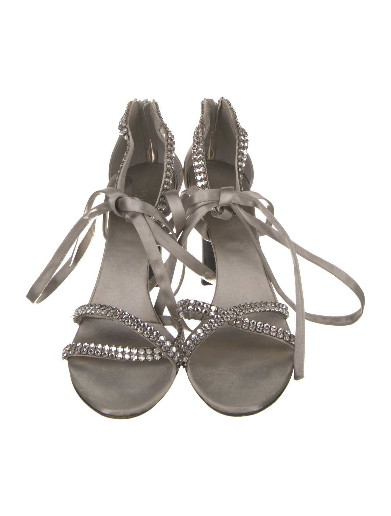 Gucci Satin Crystal Embellishments Sandals