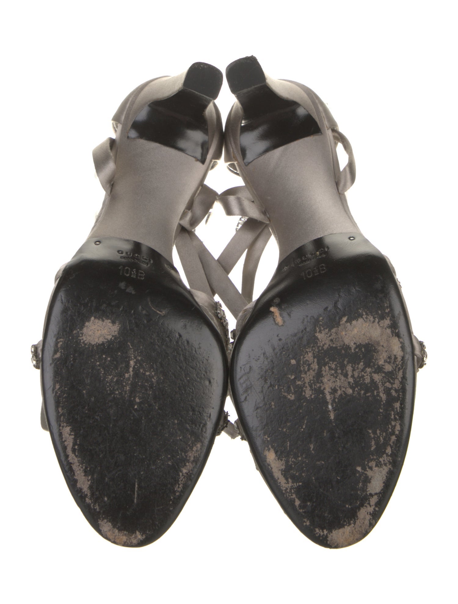 Gucci Satin Crystal Embellishments Sandals