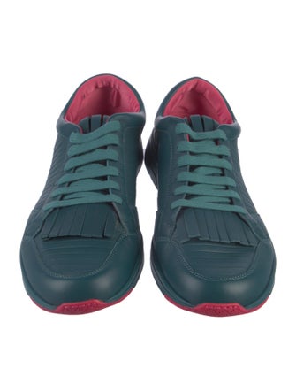 Gucci Leather Fringe Trim Accent Sneakers