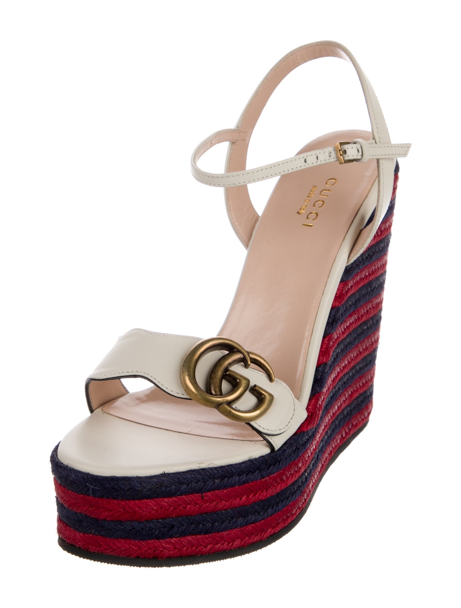 Gucci Double G Logo Leather Espadrilles