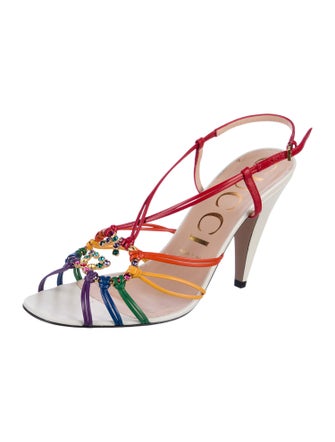 Gucci Interlocking G Logo Leather Slingback Sandals