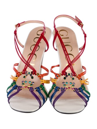Gucci Interlocking G Logo Leather Slingback Sandals