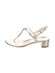 Gucci Leather Chain-Link Accents T-Strap Sandals